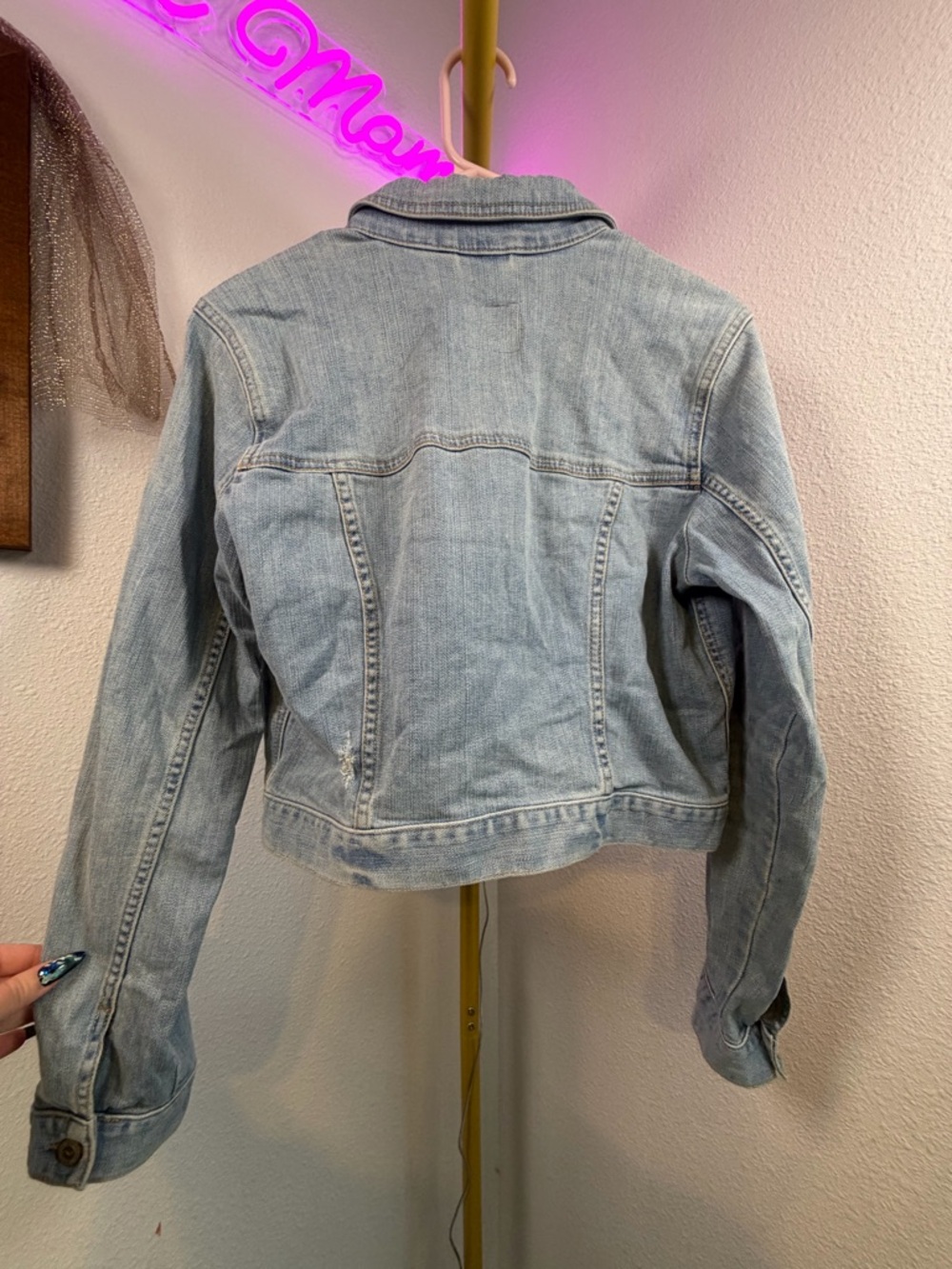 Hollister Light Blue Distressed Denim Jacket Y2K - Picture 5 of 6